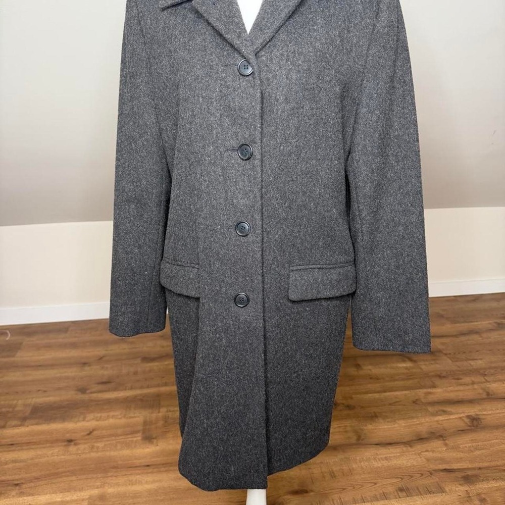 Vintage Jones New York 100% Pure Wool Gray Long Coat Minimalist 90s Size M